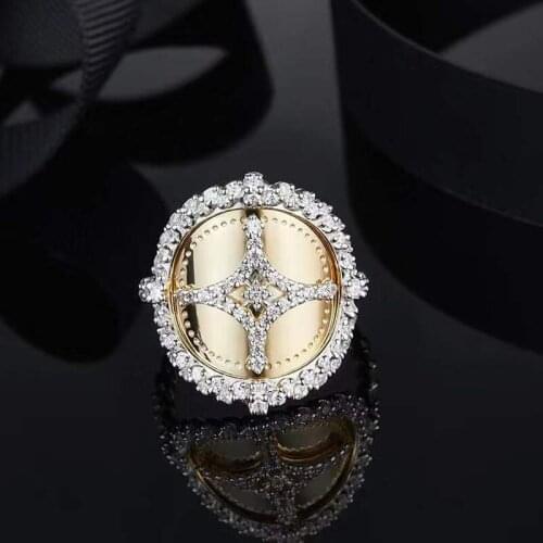 SOELLE Luxury Brand 925 Sterling Silver Yellow Gold Color Star SOLEIL Ring Micro Pave Cubic Zirconia Stones Women Fine Jewelry