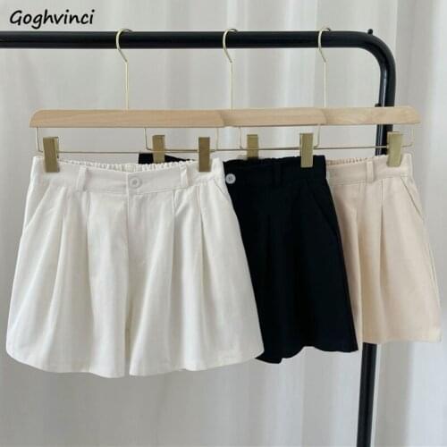 Shorts Women Solid Wide Leg Trousers Females Students Loose All-match Fashion Summer Preppy Style High Waist Chic Streetwear New