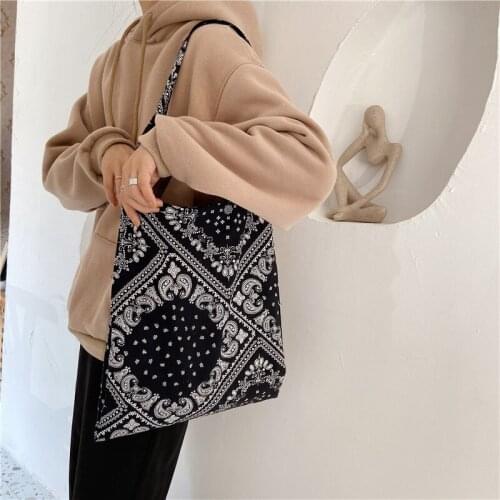 Fresh Retro Cashew Pattern Large-capacity Shoulder Bag Student Korean Ins Shopping Bag Fashion Trend Retro Handbag