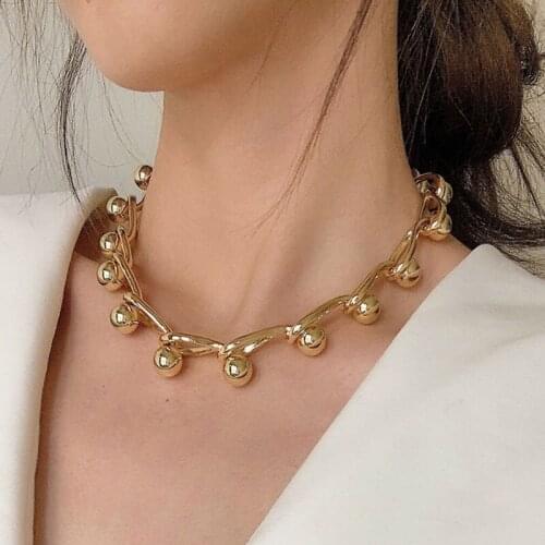 TARCLIY New Fashion Geometric Metal Ball Short Thick Chain Clavicle Necklace Exaggerated Temperament Women Party Jewelry Gifts