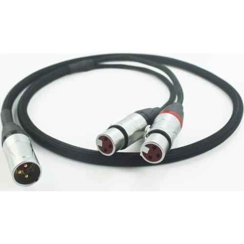 XLR Male to Dual XLR Female Silver Plated Audio Headphone Adapter Cable 3 FT 1M Male to Female