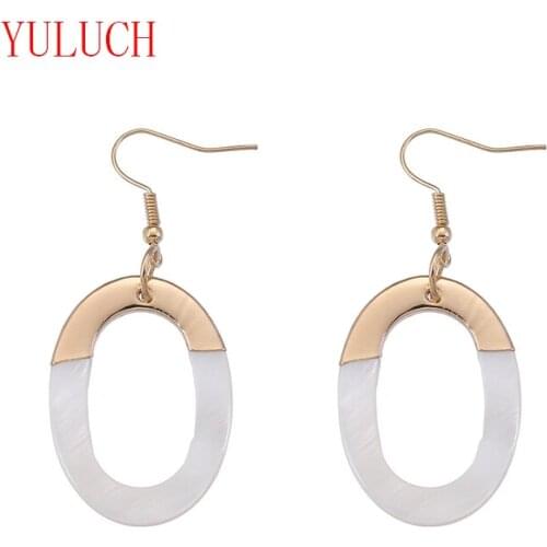 YULUCH 2018 New Bohemian Zinc Alloy Inlaid Round Hollow Shell Pendant for Romantic Style Women Jewelry Earrings Party Gifts