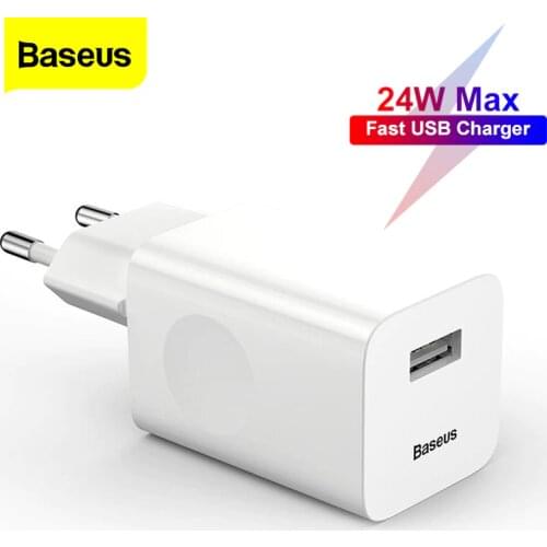 Baseus 24W Quick Charge 3.0 USB Charger For Samsung Xiaomi Huawei Fast Charging QC 3.0 Travel Mobile Phone Charger EU US Plug