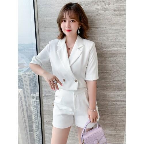 OL style Short suit with diamond+Womens summer New High Waist Shorts Set