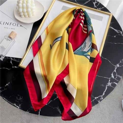 2021 Women Scarf Silk Square Neck Hairband Foulard Female Bandana Horse Print Neckerchief Lady Spring Shawl Wrap New