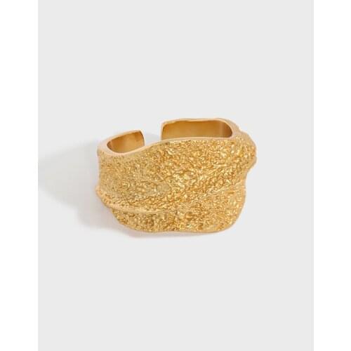 SHANICE S925 sterling silver open ring Brushed Wrinkles Texture Wide Surface Adjustable Rings for Women Girl Fine Jewelry