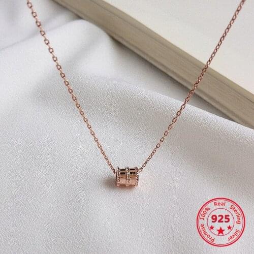 Factory Price 100% 925 Silver Fashion Minimalism Delicate Rose Gold Pendant Necklace Fine Jewelry for Female