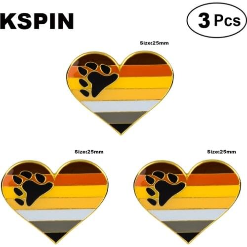Bear Pride Heart Shape Lapel Pin Brooches Pins Flag badge Brooch Badges