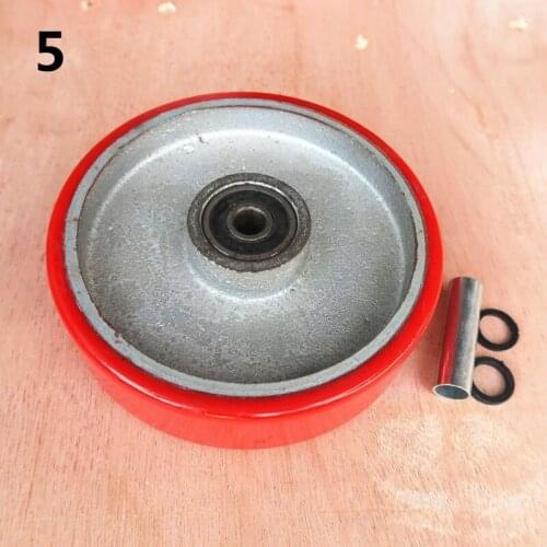 5 Inch Single Wheel Caster Medium Sized Pu Iron Core Red Wear Resistant Flat Driver Cart