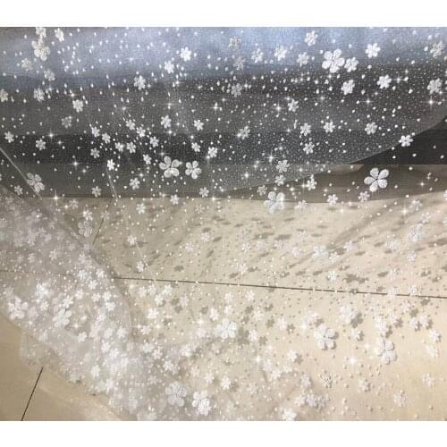 10 Yards Sequins Giltter Shinny Floral Wedding Dress DIY Sewing Fabric Tulle Mesh Fabric Material