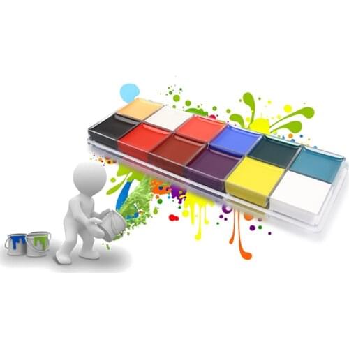 10 Piece Flash Tattoo Face Body Paint with Imagic Brushes Oil Painting Art for Halloween Party Fancy Dress Beauty Makeup Tool E