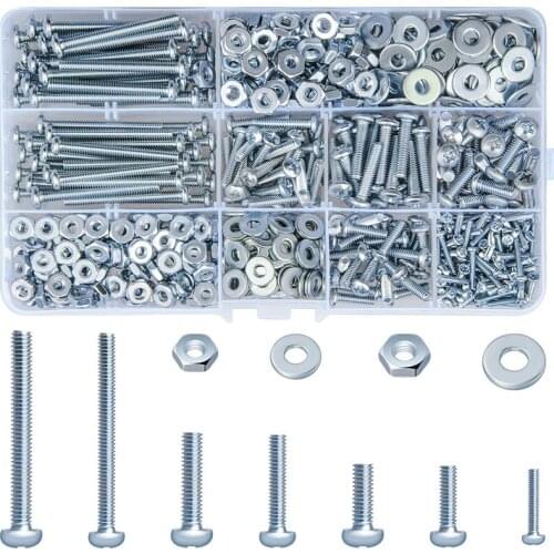 650pcs #8-32#6-32#2-1/2 Machine Screw Phillips Pan Head Screws Assorted Nuts and Bolts and Washers Cabinet Door and Drawer Sc