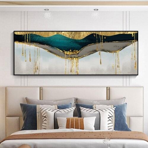 Large Size Abstract Gold Foil Line Art Canvas Painting Wall Art Pictures For Living Room Nordic Poster Print Cuadros Home Decor
