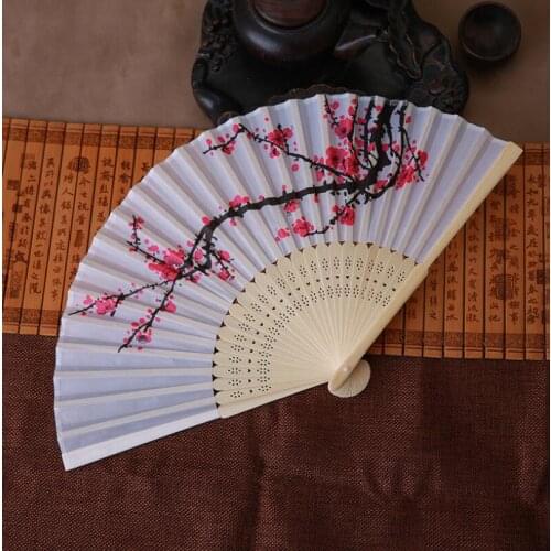 Free Shipping wedding party favor gifts wintersweet silk hand fan plum blossom hand folding fan LX4328