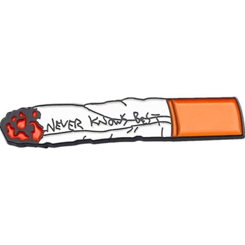 Never Knows Best Smoking Cigarette Brooch Pins Enamel Metal Badges Lapel Pin Brooches Jackets Fashion Jewelry Accessories