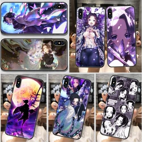 Demon Slayer Kochou Shinobu Phone Case For iphone 5 5S SE 2 6 6S 7 8 11 12 Mini Plus X XS XR Pro Max black silicone waterproof