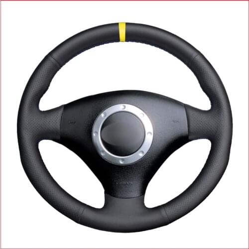 Artificial Leather Yellow Marker Steering Wheel Cover for Audi A2 8Z A3 8L Sportback A4 B6 Avant A6 C5 A8 D2 TT 8N S3 S4 RS 4 RS