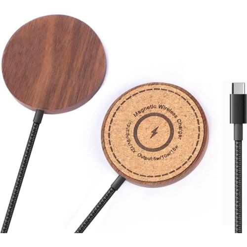 Wood Magnetic Wireless charger, 15W Wireless Fast Charger for iPhone 12, iPhone 12 Pro, iPhone 12 mini, iPhone 12 Pro Max With 1