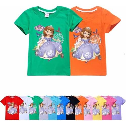 Disney Cartoon Child T Shirt Sofia The First Printing Clothes Cute Anime Figures Clothing Boys Girls Toddler Tops Infant Tees