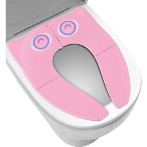 Children Bathroom Toilet Seat Folding Baby Training Seats Portable Cover Washable Case Cartoon Protects Non-slip Silicone Pads