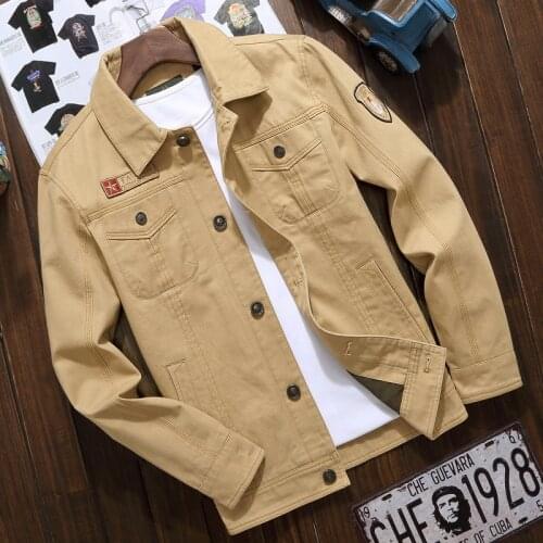 Denim Jacket for Men Military Man Jacket 100% Cotton Button Retro Coat Outdoor Tooling Loose American Casual Wear Drop Shipping