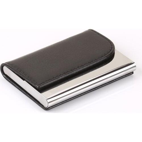 Horizontal Arc Corner Business Card Box PU Leather Magnetic Open Card ID holder Bank Credit Card Case Custom name logo
