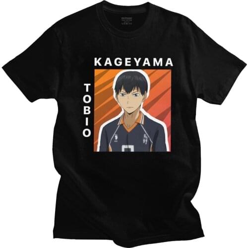 Haikyuu T Shirt Men 100% Cotton Leisure T-shirt Crew Neck Short Sleeved Anime Kageyama Tobio Tee Tops Fitted Clothing Merch