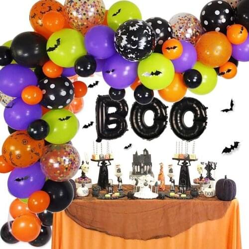 Halloween Decoration Balloons Set, Halloween Balloon Garland Kit Latex Balloons, Bats, Spide, Aluminum Foil Balloon for Party