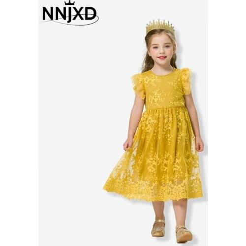 Summer Girls Dress Flower Embroidery Teen Bridesmaid Dress Sweety Princess Costume 3-8T Birthday Clothes Casual Kids Clothing
