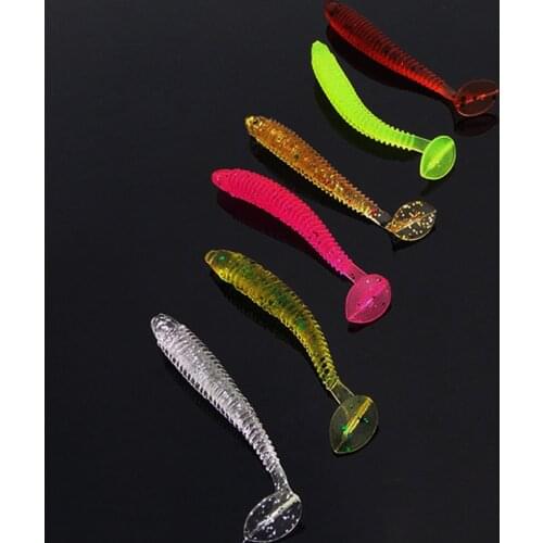 MNFT 25Pcs Pesca Artificial Lure Lifelike Worm Fishing Lure Soft Crank Bait 0.6g/4.5-5cm Simulation T-tail Fishing Worm Swimbait