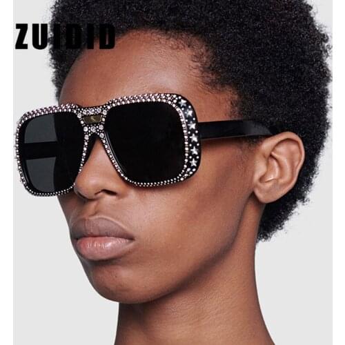 Fashion Oversize Rhinestone Retro Sunglasses Men Women Luxury Brand Designer Big Square Sun Glasses Ladies Decorative glasses