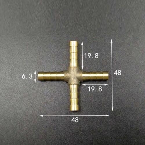 Hose Barb 6mm 4 Way Splitter Cross Brass Connector Coupling Adapter Fitting