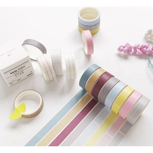 4 Pcs/pack Grid Pure Color Washi Tape set DIY Scrapbooking Sticker Label Masking Tape Box School Office Supply