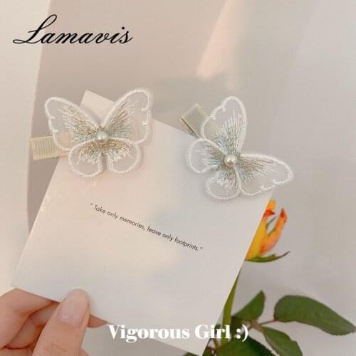 2020 New Hairpin Korean Female Cute Bow Hairpin Simple Temperament Fashion Mesh Hairpin Straight Hairpin Bangs Clip Side Clip