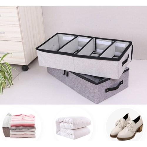 Foldable Shoes Organizer Home Shoe Storage Boxes Under Bed Storage Transparent Shoes Box Sock Bra Underwear Cotton Storage Bag