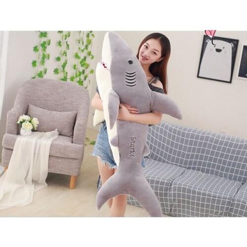Huge 150cm lovely cartoon gray shark plush toy soft cotton doll sleeping pillow toy ,birthday gift b2855
