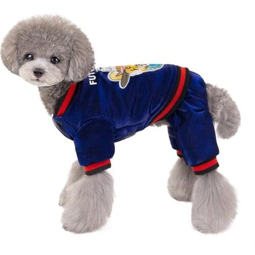Autumn Winter Dog Clothes For Small Dogs Boy Girl Teddy Print Fleece Keep Warm Thick Wadded Jumpsuits Puppy Outfit Pet Clothing
