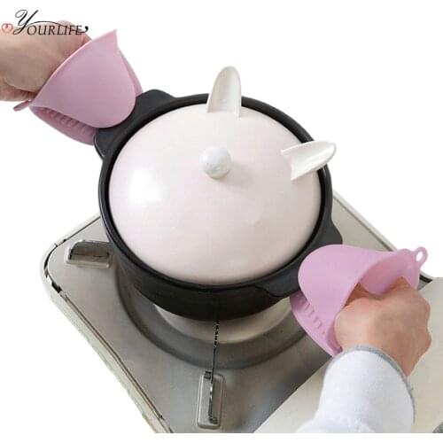 OYOURLIFE Kitchen Microwave Oven Silicone Gloves Thickened Non-slip Heat Resistant Protector Gloves Kitchen Cooking Gadgets