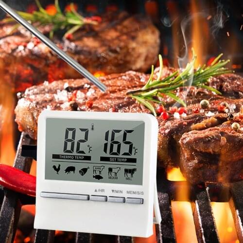 Pro Barbecue Cooking Timer Food Probe Alarm Timer BBQ Meat Thermometer Instant Read Alert Digital Temperature Measurement Tool