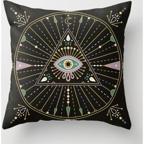 Evil Eye Mandala Black Cushion Cover Decorative Pillow Cover Case Seat Car Home Decor Throw Pillowcase Decoration