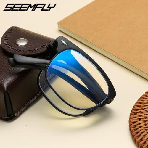 Seemfly Portable Folding Reading Glasses Women Men Retro Presbyopic Hyperopia Eyeglasses Unisex Eyewear +1.0 +1.5 +2.0 +3.0 +4.0