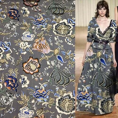 Floral print silk burnt-out silk fabric silk blended fabric fashion design 15momme,SBO083