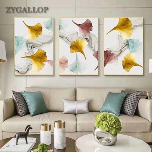 Nordic Decor Apricot Leaf Canvas Painting Modern Ink Paintings for Living Room Wall Pictures for Home Design Plant Print Posters