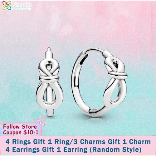 Smuxin 925 Sterling Silver Infinity Knot Earrings Cubic Zirconia Statement Stud Earrings Women Earrings