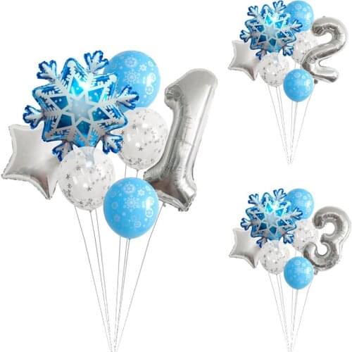 Snow Number Balloons Baby Shower Kids 1-9 Year Old Birthday Party Decorations Balloons Merry Christmas Xmas Gifts Wedding Bride