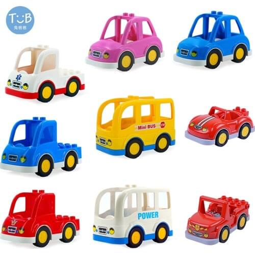 Big Size Building Blocks Sports Car Bus Truck Accessories Bricks Compatible Duplo Children DIY Parts Kids Gift Toys City Blocks