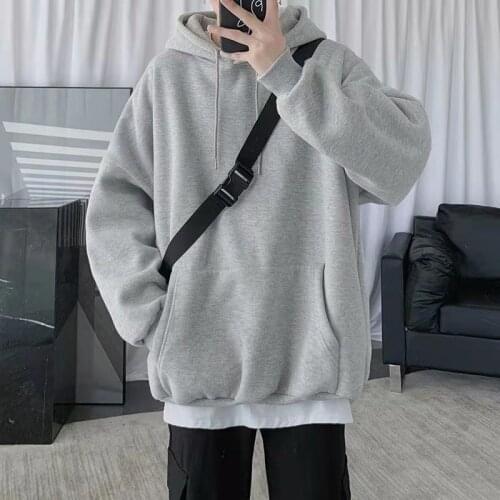 New thickened sweaters for autumn and winter 2021 couples solid color Hoodie loose coat Sweatshirt oversized Pullover