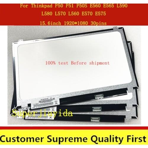 15.6"Slim FHD LCD Screen For Thinkpad P50 P51 P50S E560 E565 L590 L580 L570 L560 E570 E575 FIT NV156FHM N42 LP156WF6 SPK1 K6