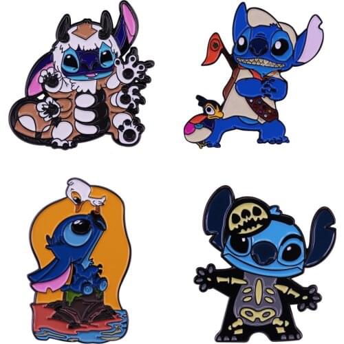 Creative Cartoon Animation Interstellar Baby Brooch Cute Stitch Funny Skull Metal Badge Men and Women Collar Bag Accessories Pin