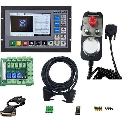 Upgrade ddcsv3.1+3M signal line large wiring board 3 axis 4 axis cnc offline motion controller with emergency stop handwheel MPG